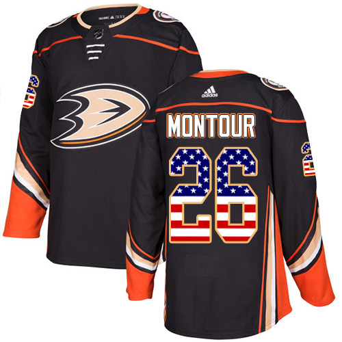 Adidas Ducks #26 Brandon Montour Black Home Authentic USA Flag Stitched NHL Jersey